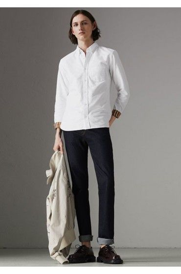 پیراهن سفید ساده اکسفورد بربری-5