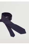 کراوات طرح هندسی مردانه آبی سرمه ای منگو-1