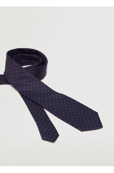کراوات طرح هندسی مردانه آبی سرمه ای منگو-1