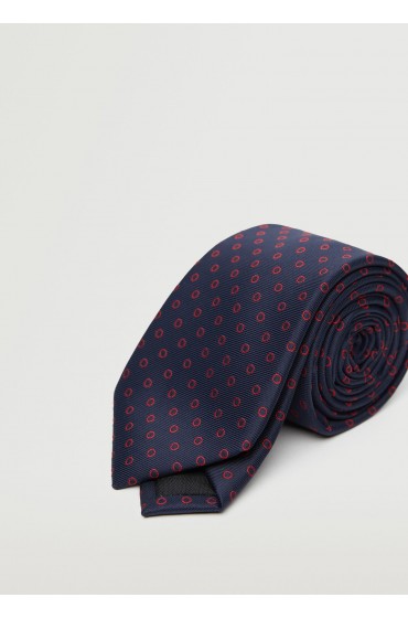 کراوات طرح هندسی مردانه آبی سرمه ای منگو-3
