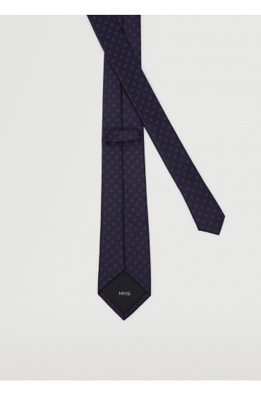 کراوات طرح هندسی مردانه آبی سرمه ای منگو-4