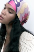 روسری ساتن چاپ شده زنانه صورتی زارا