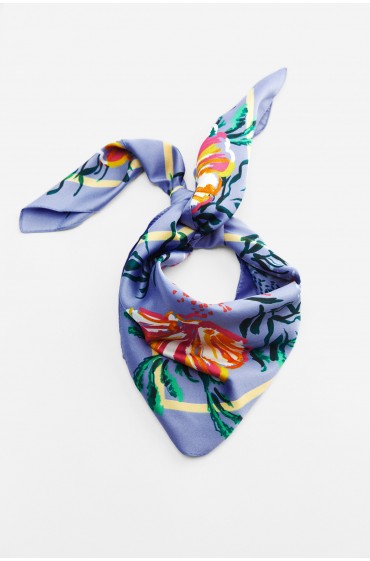 روسری ساتن چاپ شده زنانه آبی زارا-4