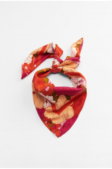 روسری ساتن چاپ شده زنانه رنگ صورتی زارا