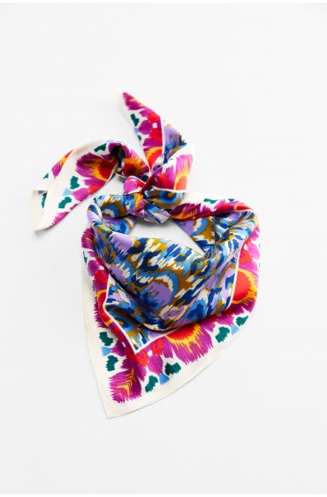 روسری ساتن چاپ شده زنانه رنگ بنفش زارا-4