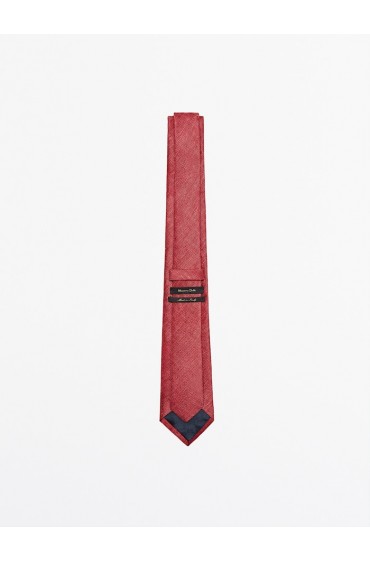 کراوات ابریشمی ساده مردانه زرشکی ماسیمودوتی-3