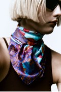 روسری ساتن چاپ شده زنانه آبی زارا-3