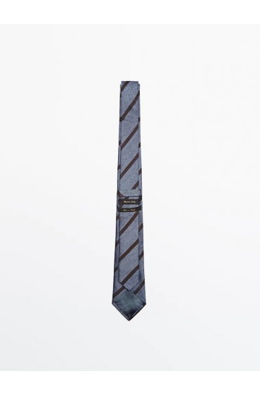 کراوات ابریشمی راه راه مردانه نیلی ماسیمودوتی