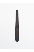کراوات نخی ابریشمی بافت مردانه خاکستری ماسیمودوتی-1