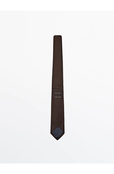 کراوات جناغی نخی و ابریشمی مردانه قهوه ای ماسیمودوتی