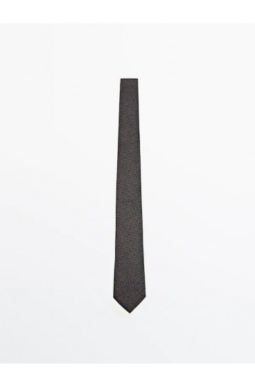 کراوات نخی ابریشمی بافت مردانه خاکستری ماسیمودوتی-2