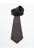 کراوات نخی ابریشمی بافت مردانه خاکستری ماسیمودوتی-4