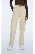 شلوار پارچه ای جیبدار فیت زنانه رنگ بژ استرادیوریوس-2