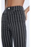 شلوار پارچه ای سوپر فاق بلند چاپ شده زنانه خاکستری تیره استرادیوریوس-4