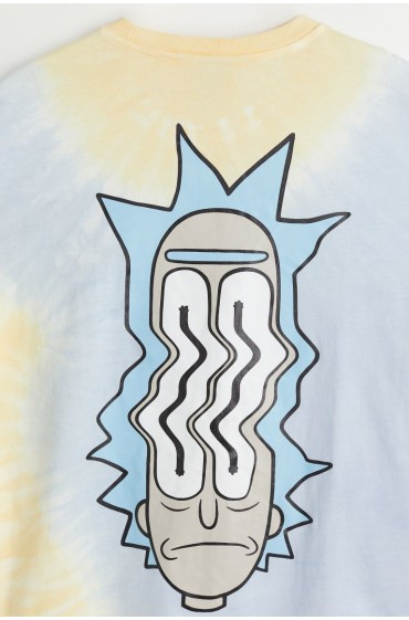 تاپ شلواری چاپ شده با فیت آرامش بخش مردانه آبی روشن/ریک و مورتی اچ اند ام-6