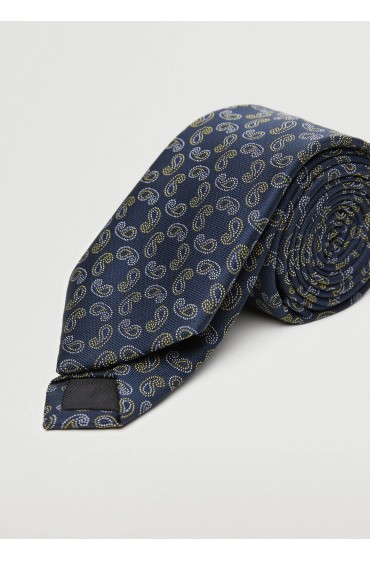 کراوات طرح پیزلی مردانه آبی سرمه ای منگو-3