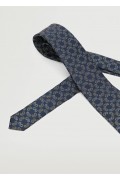 کراوات طرح پیزلی مردانه آبی سرمه ای منگو-4
