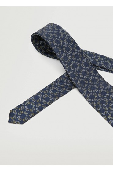 کراوات طرح پیزلی مردانه آبی سرمه ای منگو-4