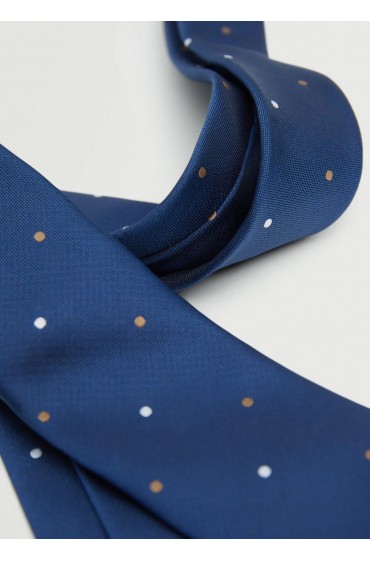 کراوات خال خالی مردانه آبی سرمه ای منگو-3