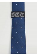کراوات خال خالی مردانه آبی سرمه ای منگو-3