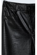 شلوار پارچه ای کروک ساختگی 5 جیبی چرم مصنوعی زنانه مشکی استرادیوریوس-7