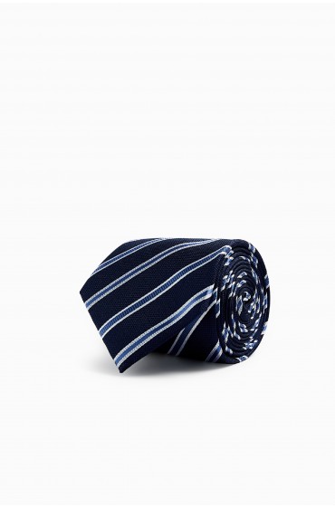 کراوات ژاکارد راه راه مردانه آبی سرمه ای  زارا