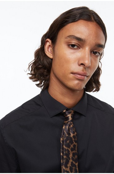 کراوات ساتن طرح دار مردانه چاپ قهوه ای/پلنگی اچ اند ام