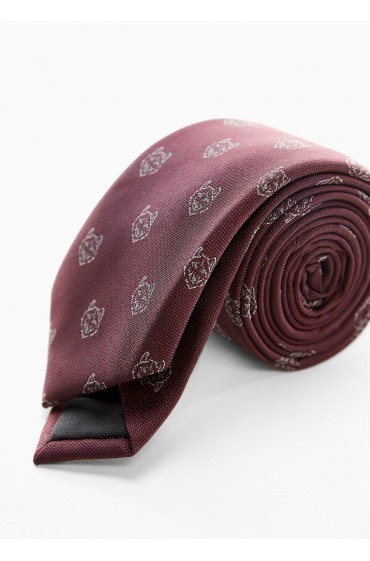 کراوات چاپی پوست حیوان مردانه رنگ شرابی منگو