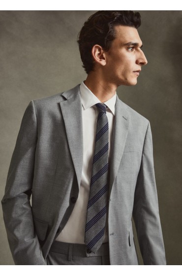 کراوات پشمی راه راه مردانه خاکستری منگو