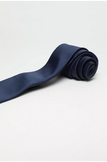 کراوات ساتن مردانه آبی تیره اچ اند ام