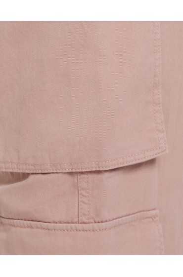 شلوار پارچه ای جیبدار جناغی با چند جیب قابل تنظیم زنانه رنگ صورتی برشکا