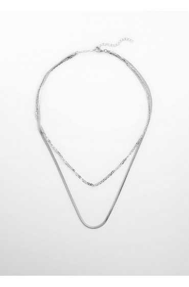 گردنبند زنجیره ای کریستالی زنانه رنگ نقره ای ای منگو