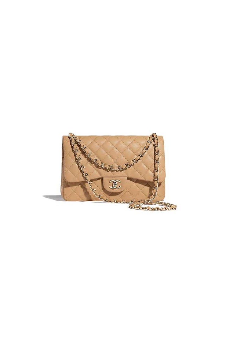 Cream Chanel evening bag