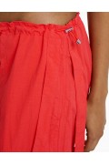 شلوار پارچه ای جیبدار نایلونی بنددار زنانه قرمز برشکا
