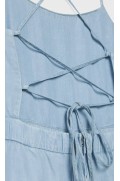 سرهمی پارچه ای با بند در پشت زنانه شلوار جین متوسط ​​آبی روشن استرادیوریوس