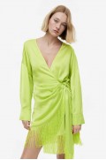 لباس شب ساتن منگوله دار زنانه سبز کپک زده اچ اند ام