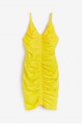 لباس شب مجلسی چین دار زنانه رنگ زرد اچ اند ام