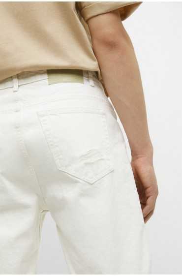 شلوارک جین زاپدار مردانه سفید پل اند بیر