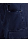 شلوار پارچه ای جیبدار جناغی چند جیب زنانه آبی برشکا