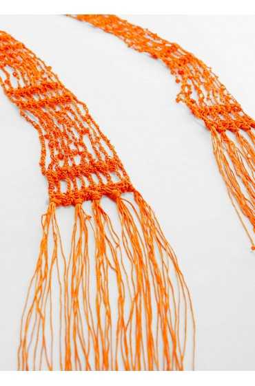 روسری باریک با مهره های کریستالی زنانه نارنجی منگو