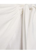 شلوار پارچه ای پک بندی ترکیبی کتان زنانه سفید برشکا