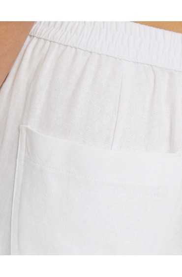 شلوار پارچه ای هشت پا ترکیبی کتان زنانه سفید برشکا