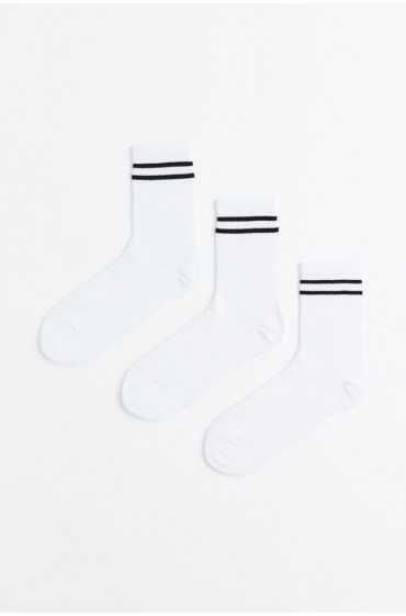 جوراب ورزشی DryMove™ مردانه سفید / راه راه اچ اند ام