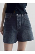 شلوارک جین فاق بلند با جیب چرمی زنانه آبی متوسط ماسیمودوتی