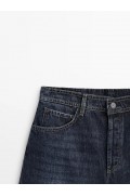 شلوارک جین فاق بلند با جیب چرمی زنانه آبی متوسط ماسیمودوتی