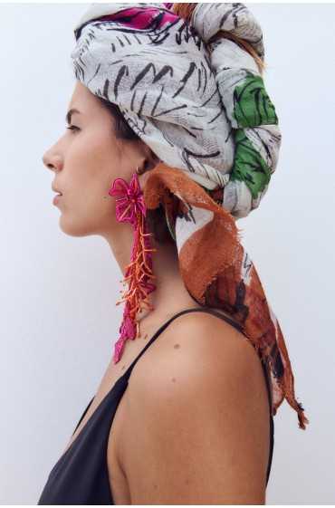 روسری ترکیبی کتان چاپی زنانه اکرو زارا