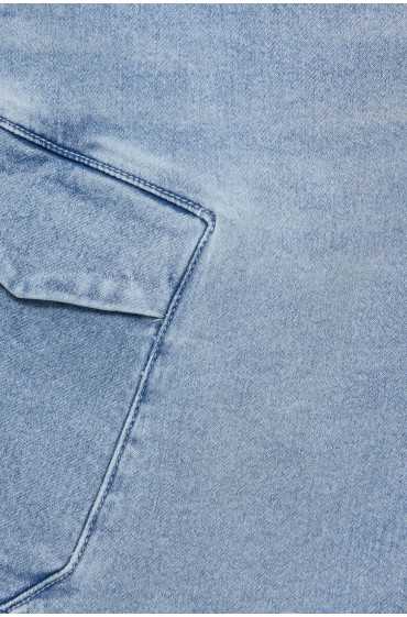شلوارک جین جیبدار نرم بافتنی مردانه آبی متوسط پل اند بیر