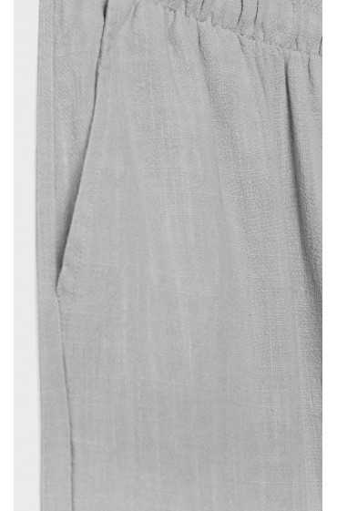 شلوار پارچه ای ترکیبی کتان گشاد زنانه ملانژ خاکستری استرادیوریوس