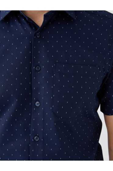 پیراهن مردانه مدل دابی با آستین کوتاه ساده مردانه چاپ سرمه ای  ال سی وایکیکی