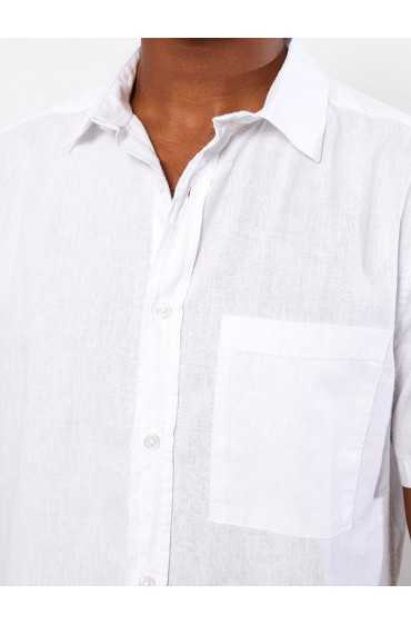 پیراهن مردانه آستین کوتاه پوپلین ساده مردانه باکس سفید  ال سی وایکیکی